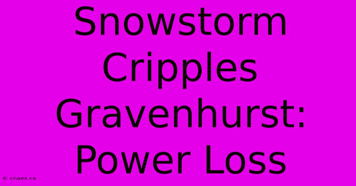 Snowstorm Cripples Gravenhurst: Power Loss