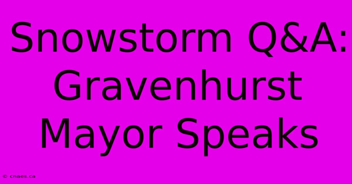 Snowstorm Q&A: Gravenhurst Mayor Speaks