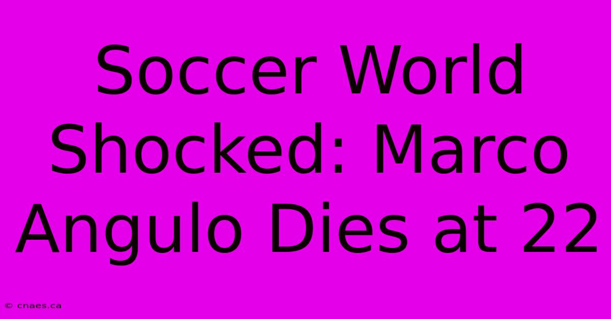 Soccer World Shocked: Marco Angulo Dies At 22