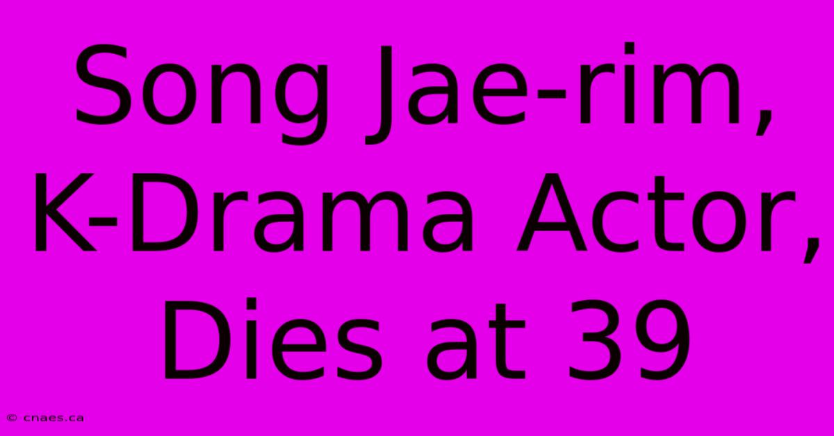 Song Jae-rim, K-Drama Actor, Dies At 39