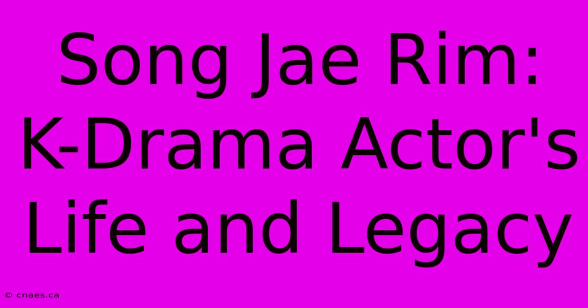 Song Jae Rim: K-Drama Actor's Life And Legacy