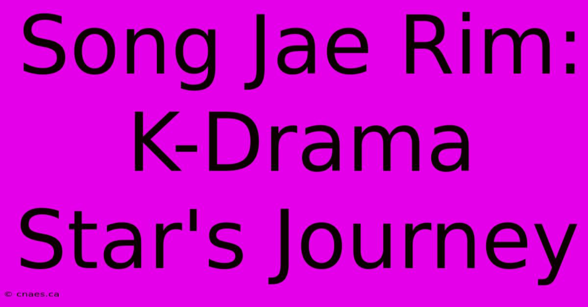 Song Jae Rim: K-Drama Star's Journey