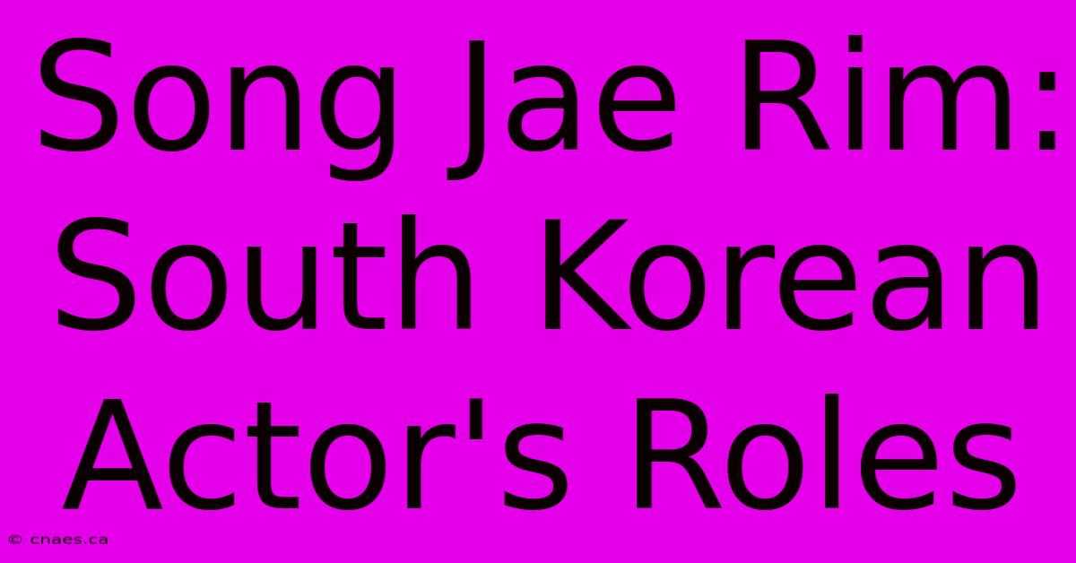 Song Jae Rim: South Korean Actor's Roles