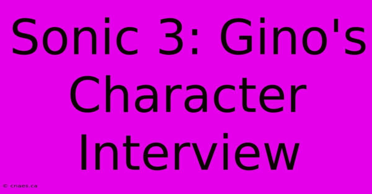 Sonic 3: Gino's Character Interview