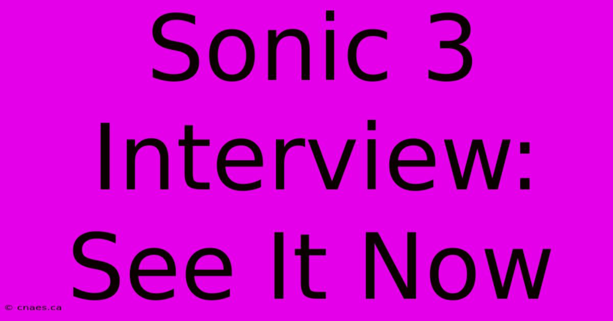 Sonic 3 Interview: See It Now