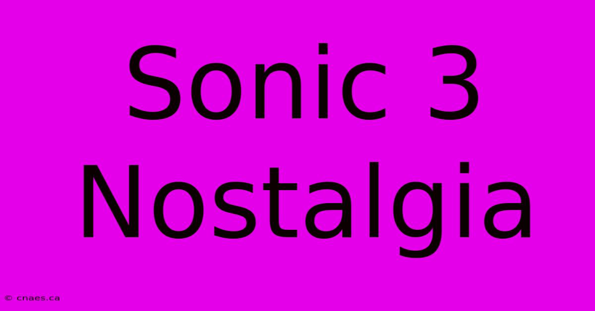 Sonic 3 Nostalgia