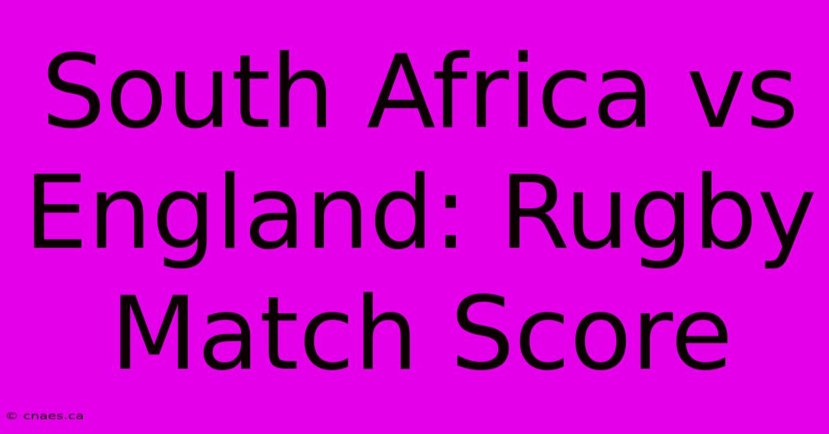 South Africa Vs England: Rugby Match Score