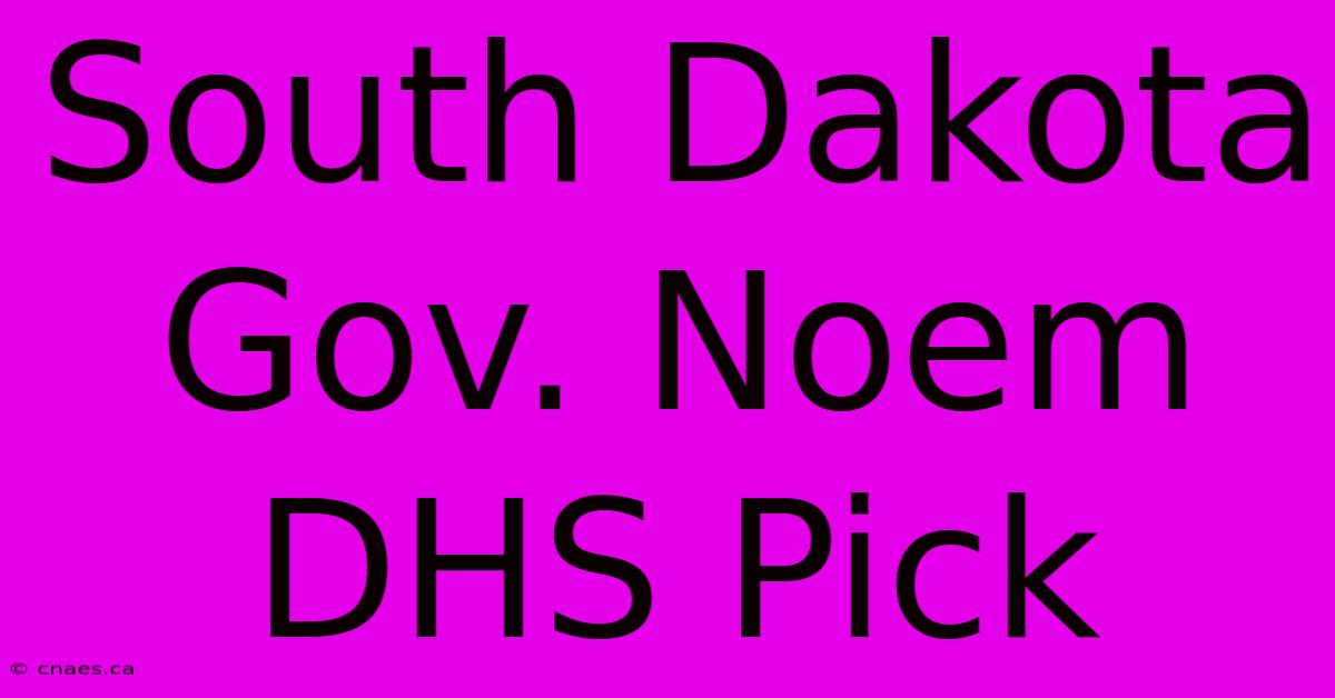 South Dakota Gov. Noem DHS Pick 