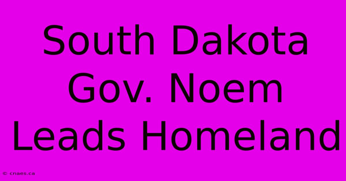 South Dakota Gov. Noem Leads Homeland