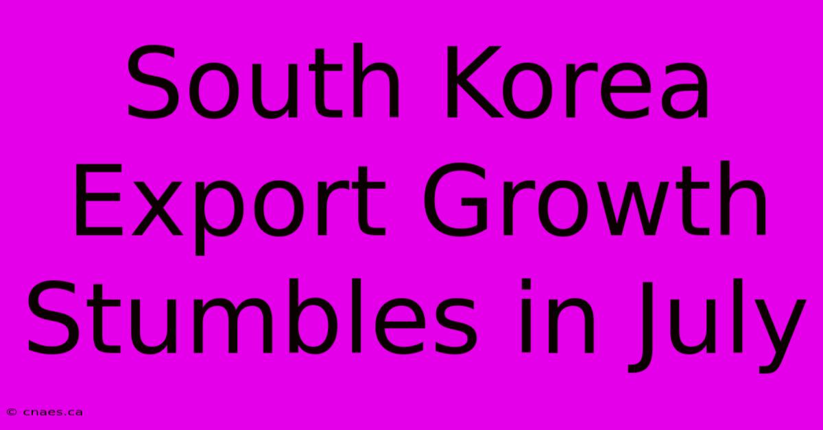 South Korea Export Growth Stumbles In July