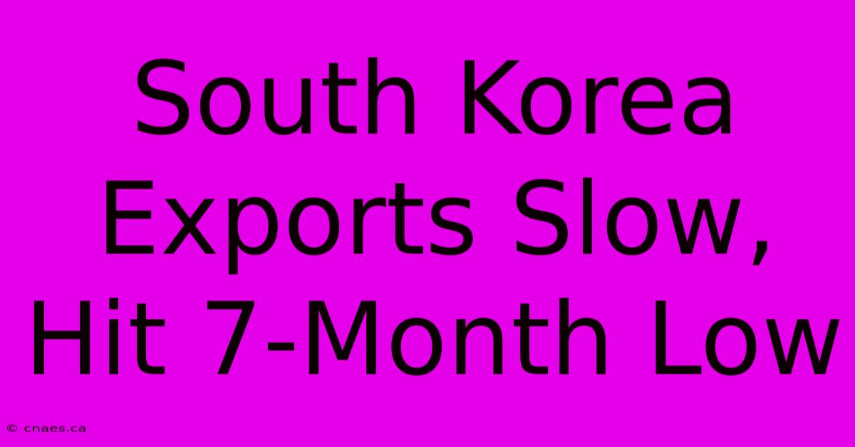 South Korea Exports Slow, Hit 7-Month Low