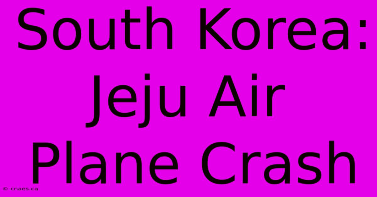 South Korea: Jeju Air Plane Crash