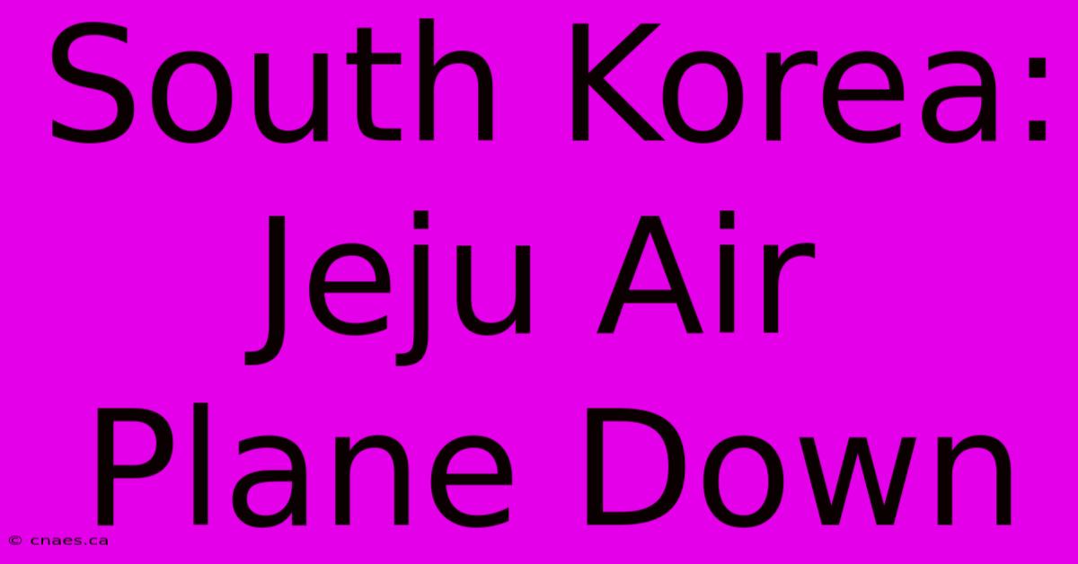 South Korea: Jeju Air Plane Down