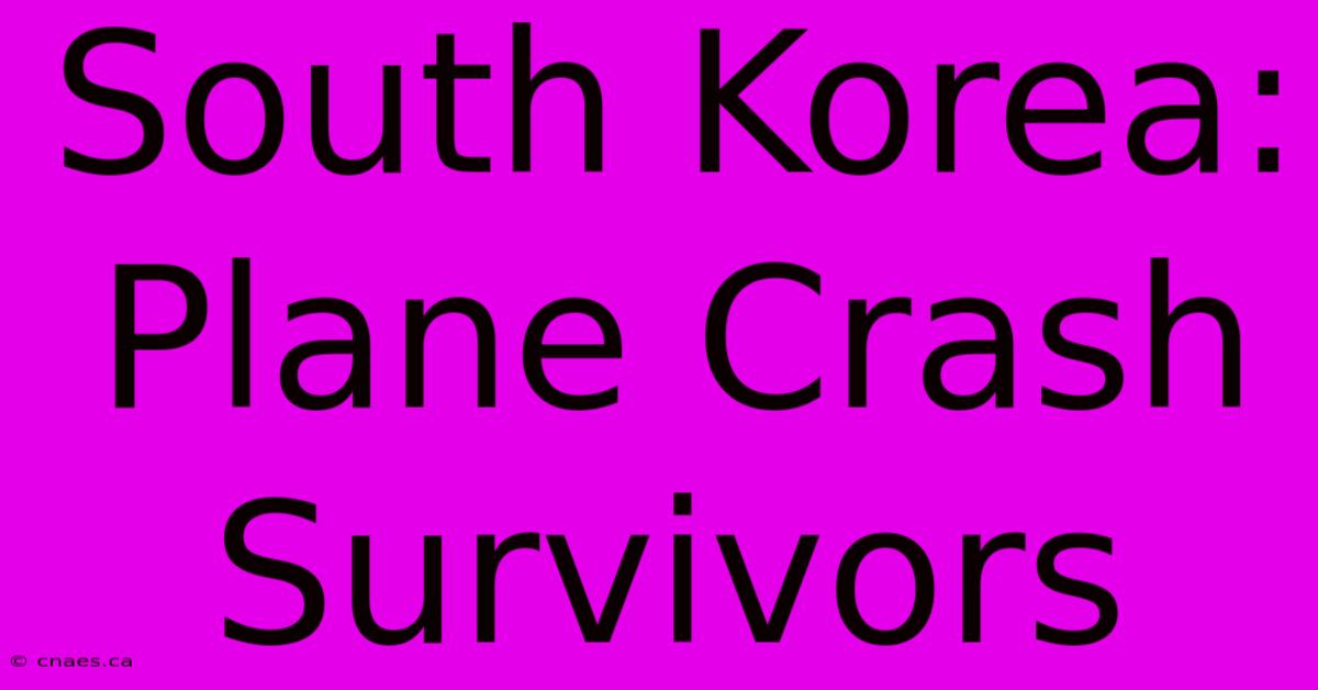 South Korea: Plane Crash Survivors