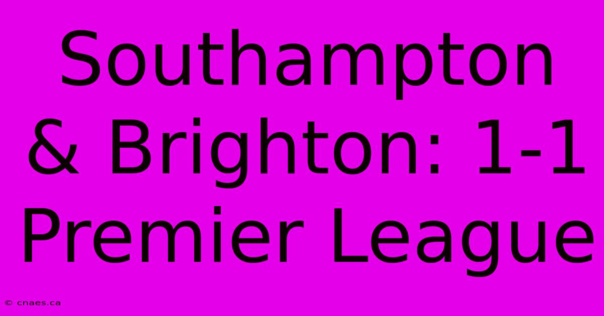 Southampton & Brighton: 1-1 Premier League