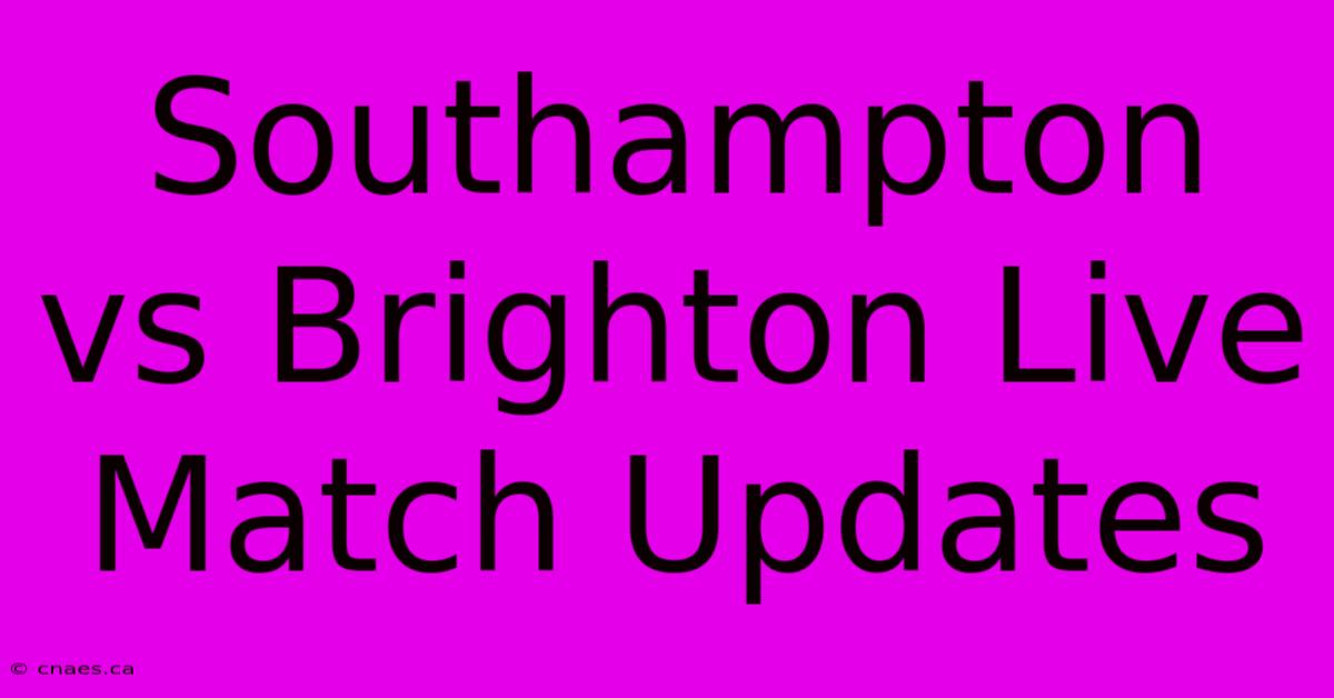 Southampton Vs Brighton Live Match Updates