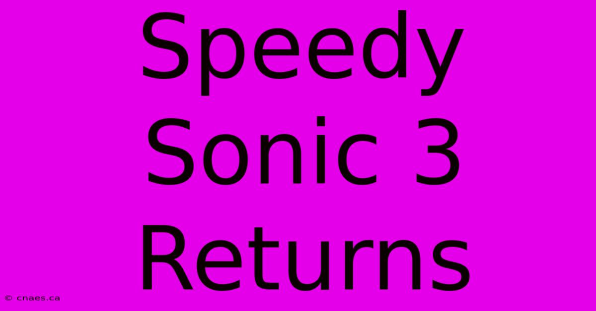 Speedy Sonic 3 Returns