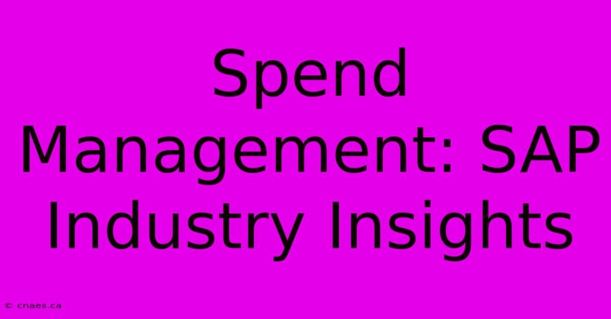 Spend Management: SAP Industry Insights