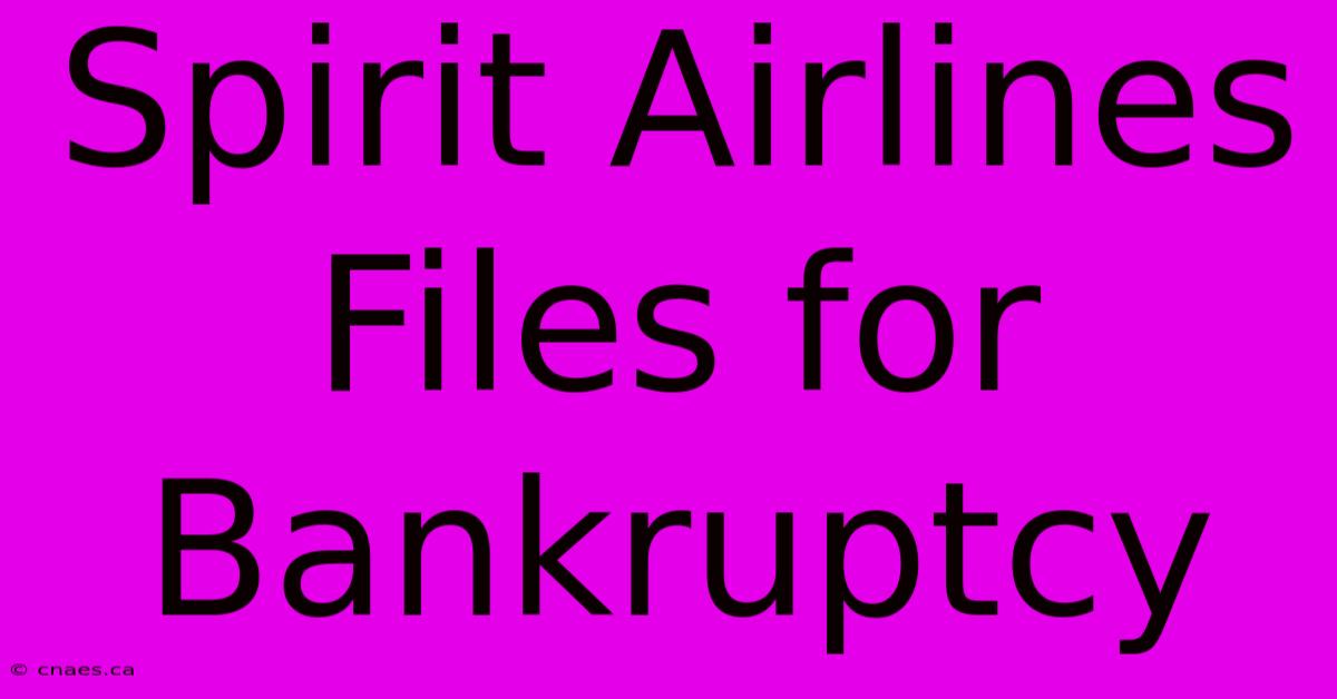 Spirit Airlines Files For Bankruptcy