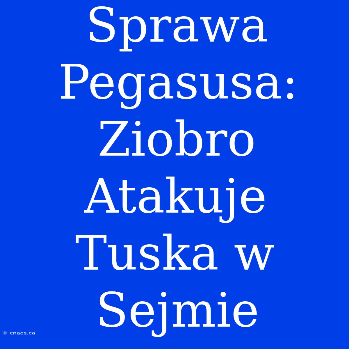 Sprawa Pegasusa: Ziobro Atakuje Tuska W Sejmie