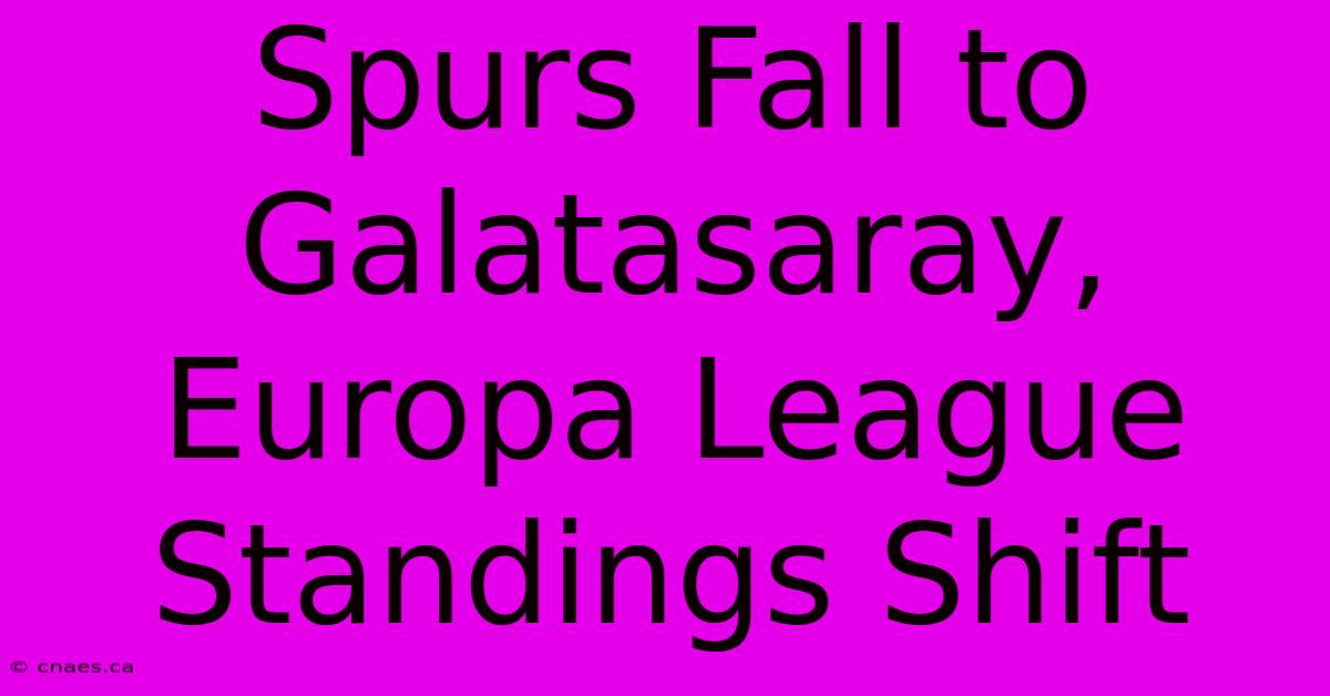 Spurs Fall To Galatasaray, Europa League Standings Shift