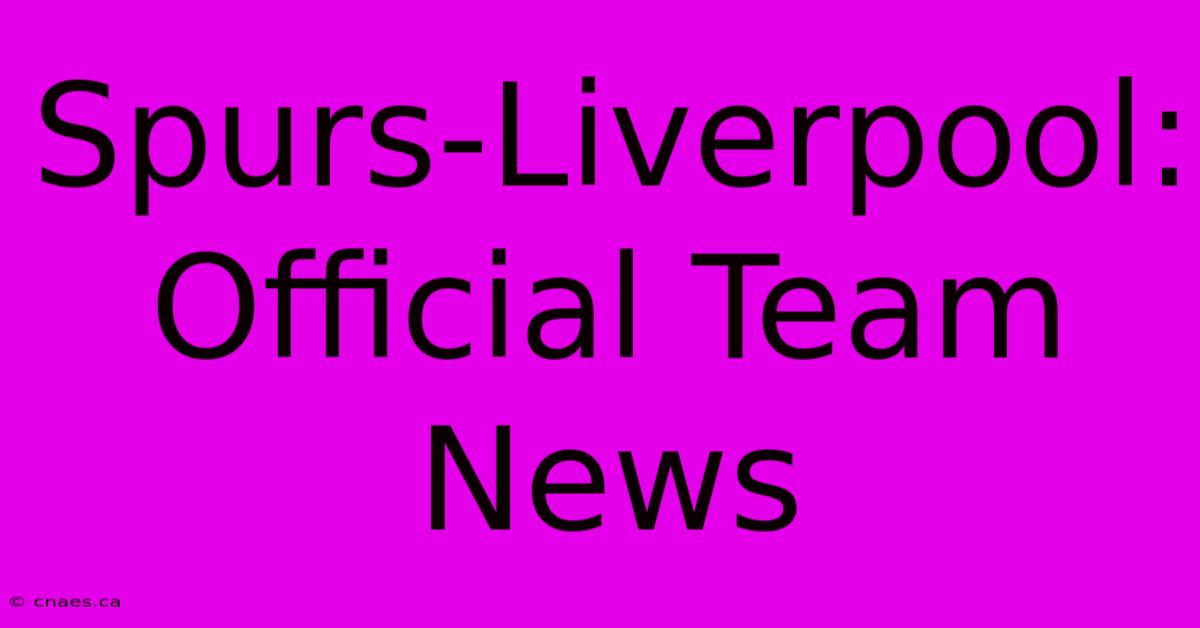 Spurs-Liverpool: Official Team News