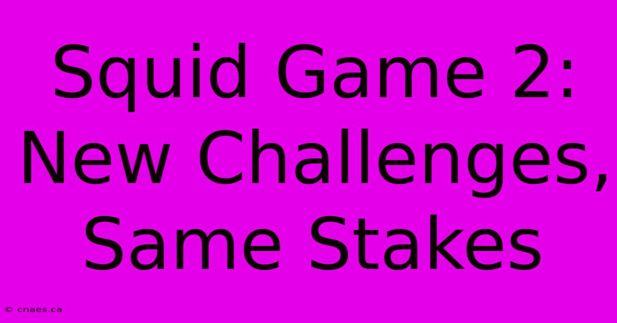 Squid Game 2: New Challenges, Same Stakes