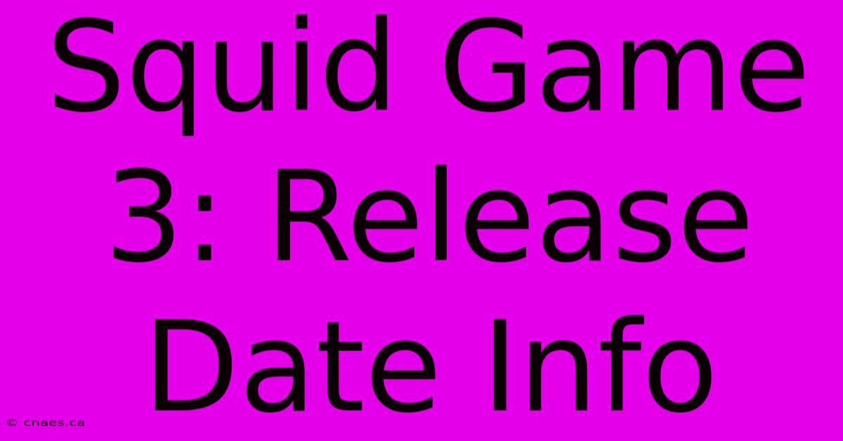 Squid Game 3: Release Date Info