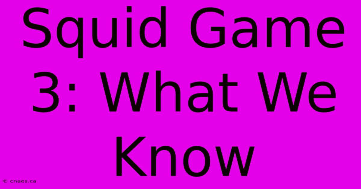 Squid Game 3: What We Know