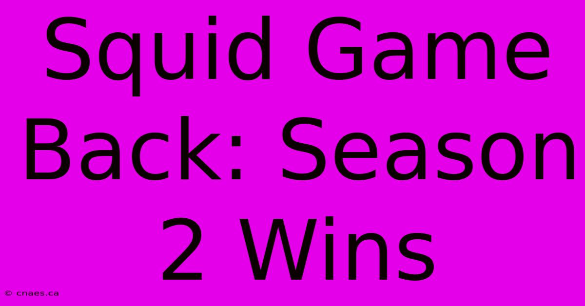 Squid Game Back: Season 2 Wins