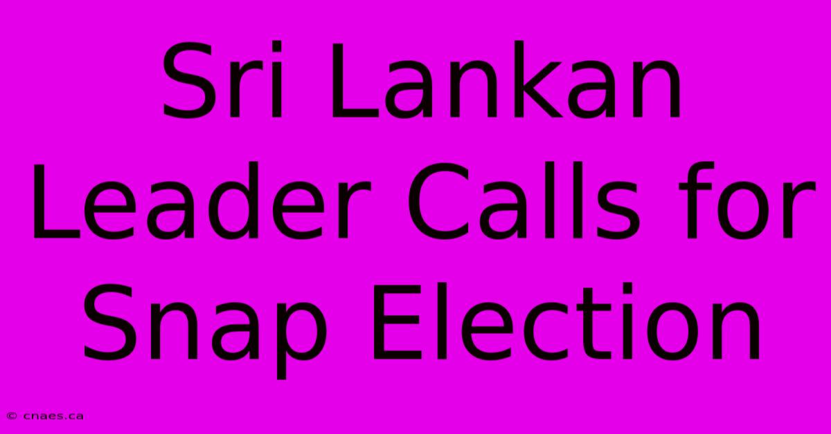 Sri Lankan Leader Calls For Snap Election