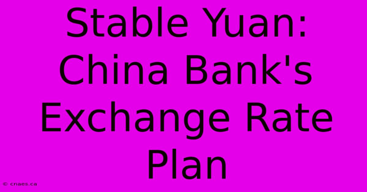 Stable Yuan: China Bank's Exchange Rate Plan