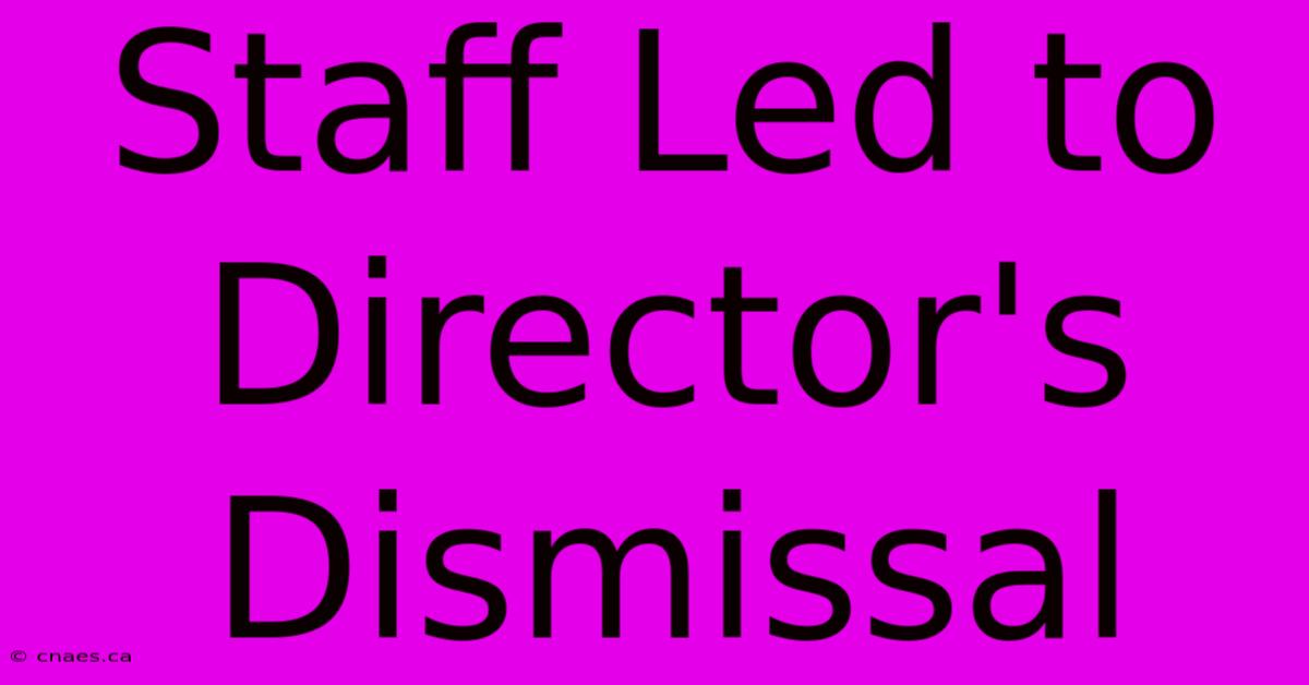 Staff Led To Director's Dismissal