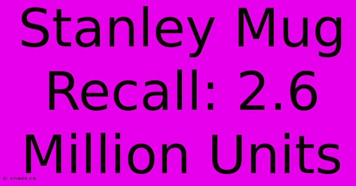 Stanley Mug Recall: 2.6 Million Units