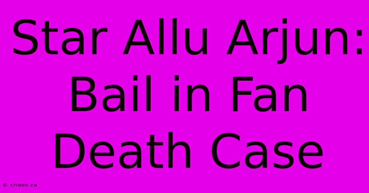 Star Allu Arjun: Bail In Fan Death Case