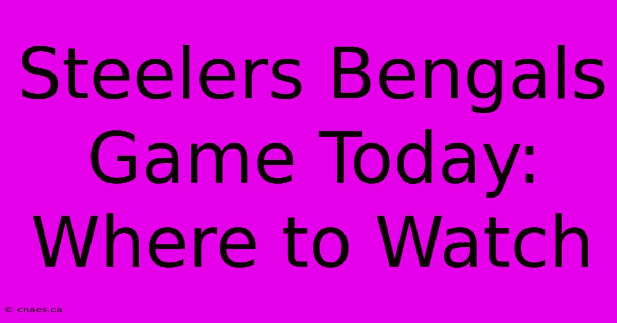 Steelers Bengals Game Today: Where To Watch