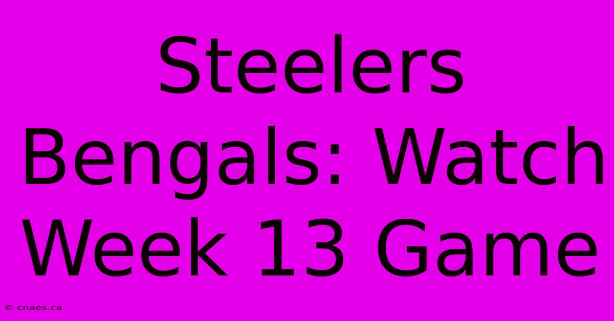 Steelers Bengals: Watch Week 13 Game