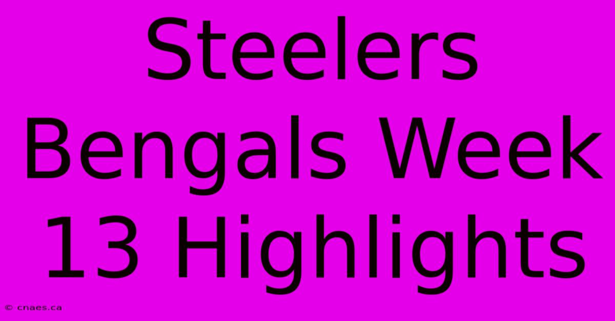 Steelers Bengals Week 13 Highlights