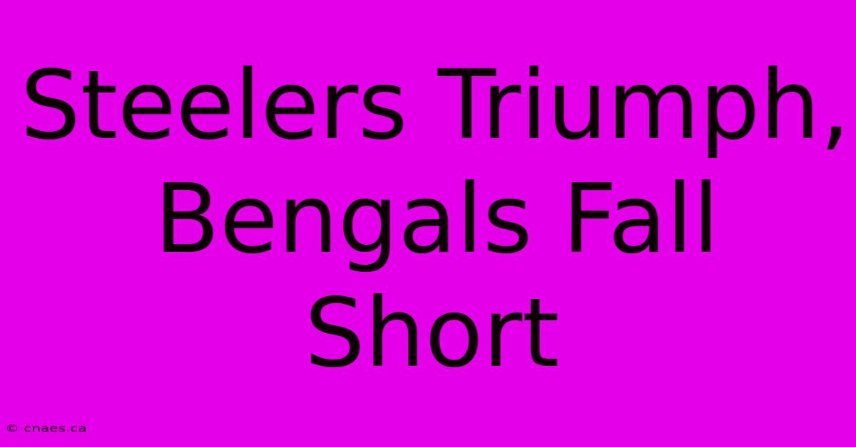 Steelers Triumph, Bengals Fall Short