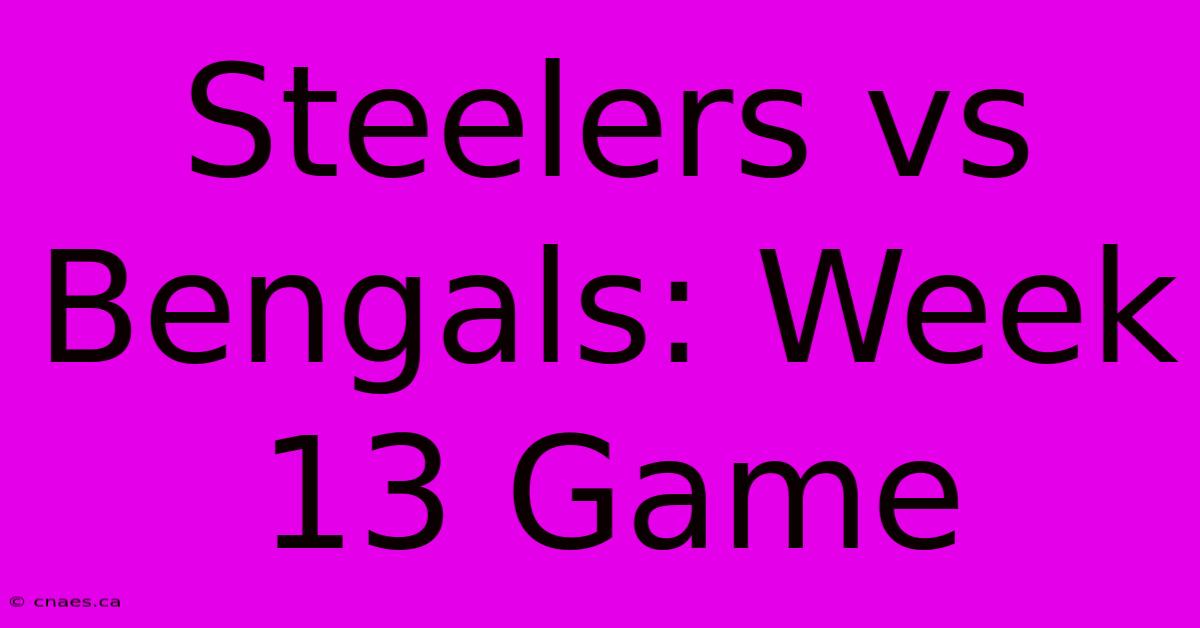 Steelers Vs Bengals: Week 13 Game