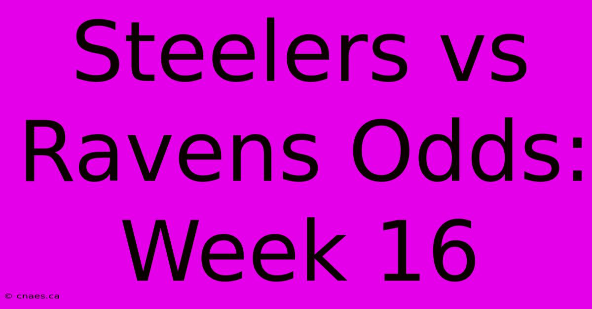 Steelers Vs Ravens Odds: Week 16