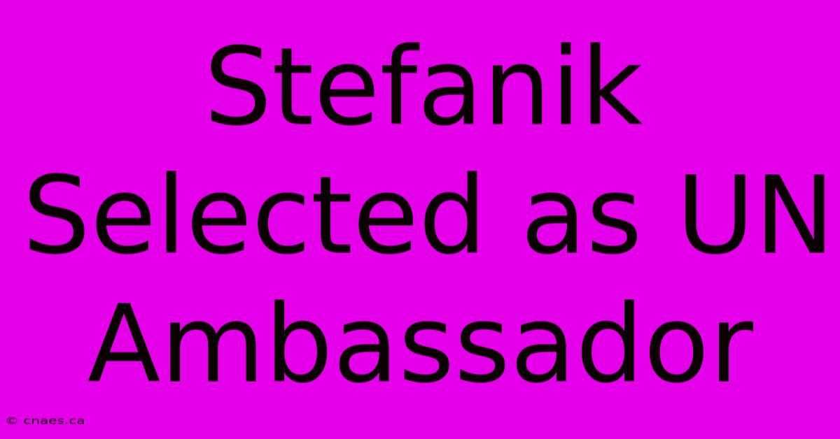 Stefanik Selected As UN Ambassador