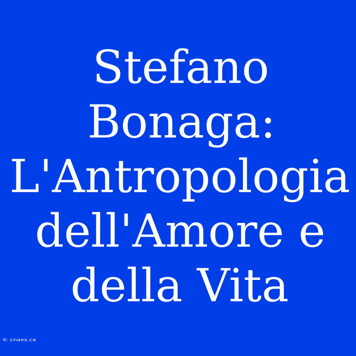 Stefano Bonaga: L'Antropologia Dell'Amore E Della Vita