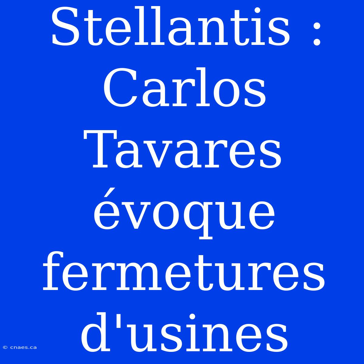 Stellantis : Carlos Tavares Évoque Fermetures D'usines