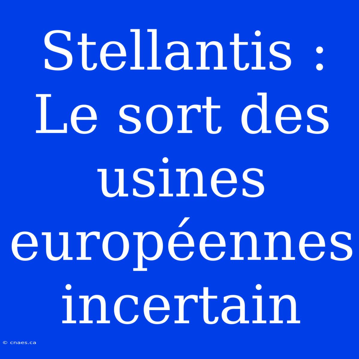 Stellantis : Le Sort Des Usines Européennes Incertain