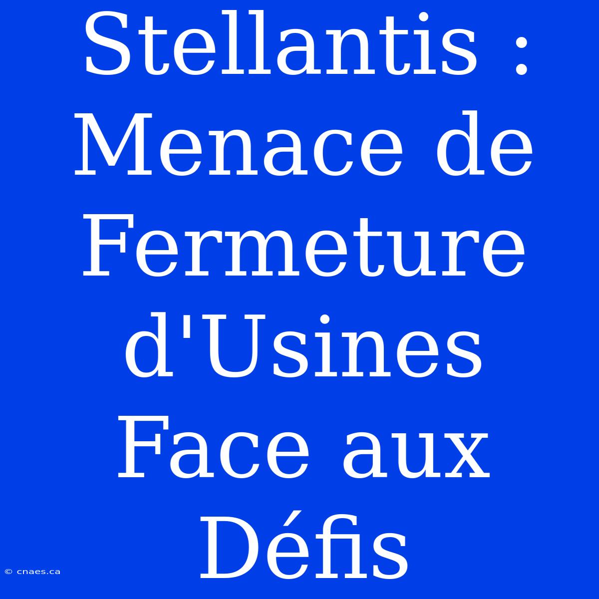 Stellantis : Menace De Fermeture D'Usines Face Aux Défis