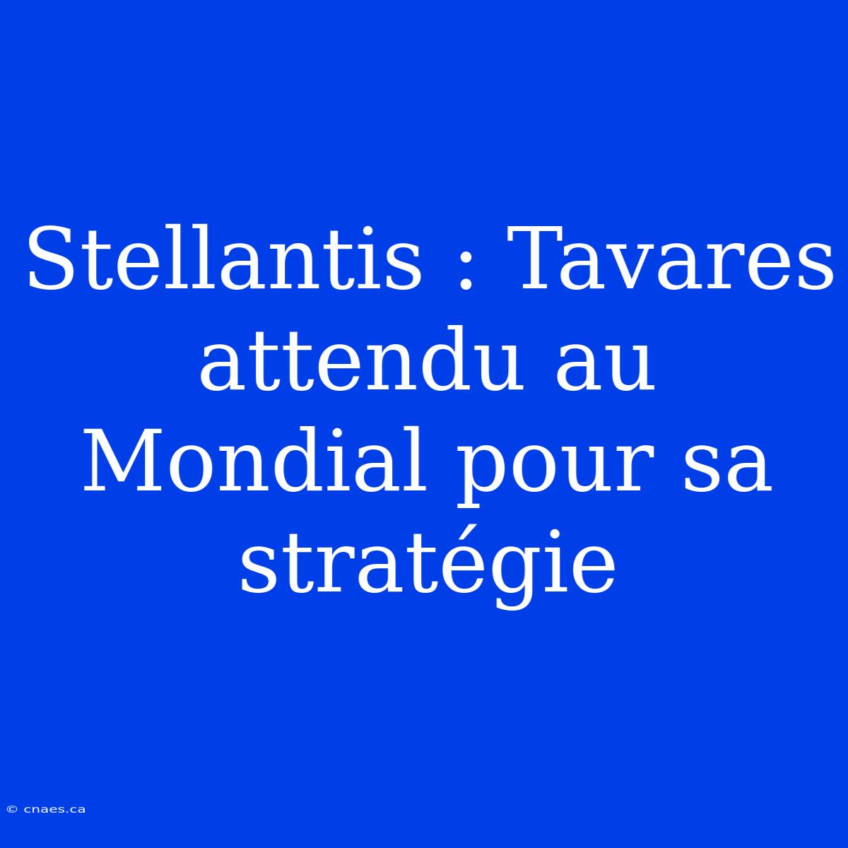 Stellantis : Tavares Attendu Au Mondial Pour Sa Stratégie