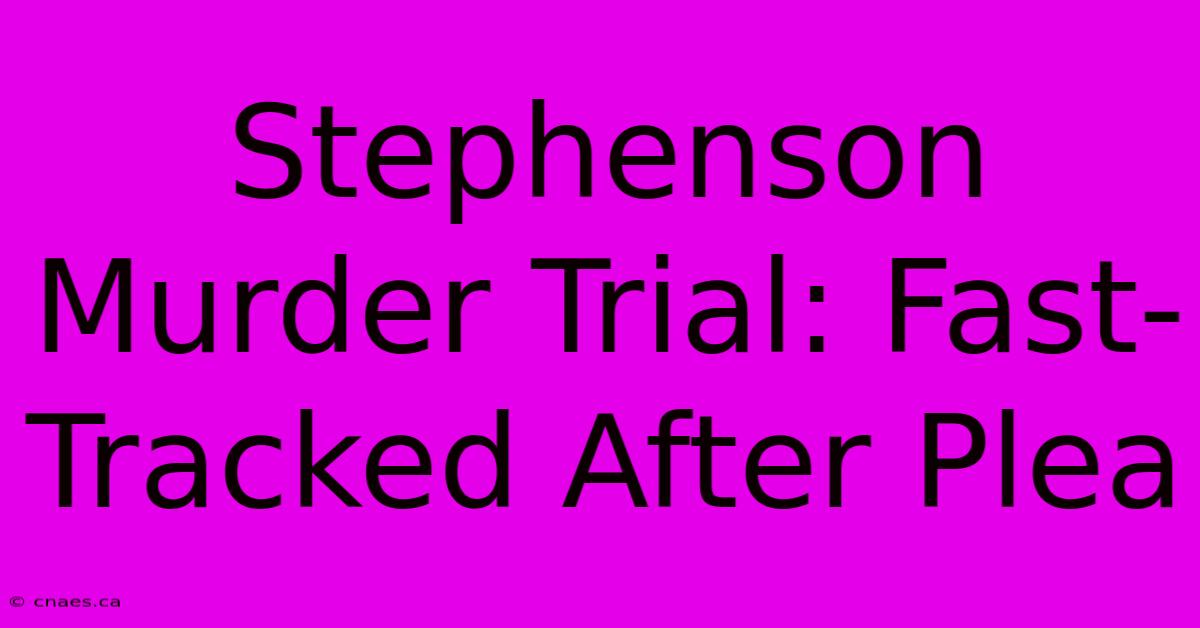 Stephenson Murder Trial: Fast-Tracked After Plea