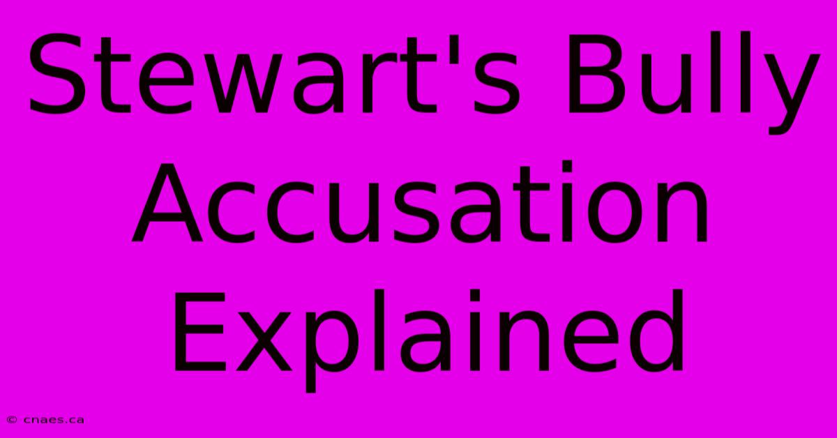 Stewart's Bully Accusation Explained