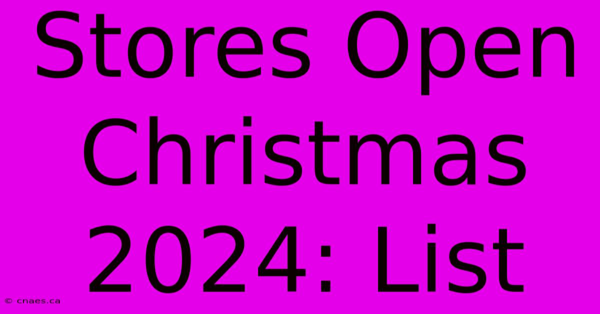 Stores Open Christmas 2024: List